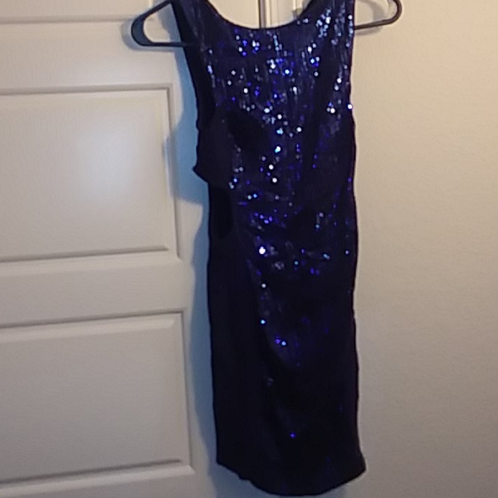 Blue mini dress with sides out